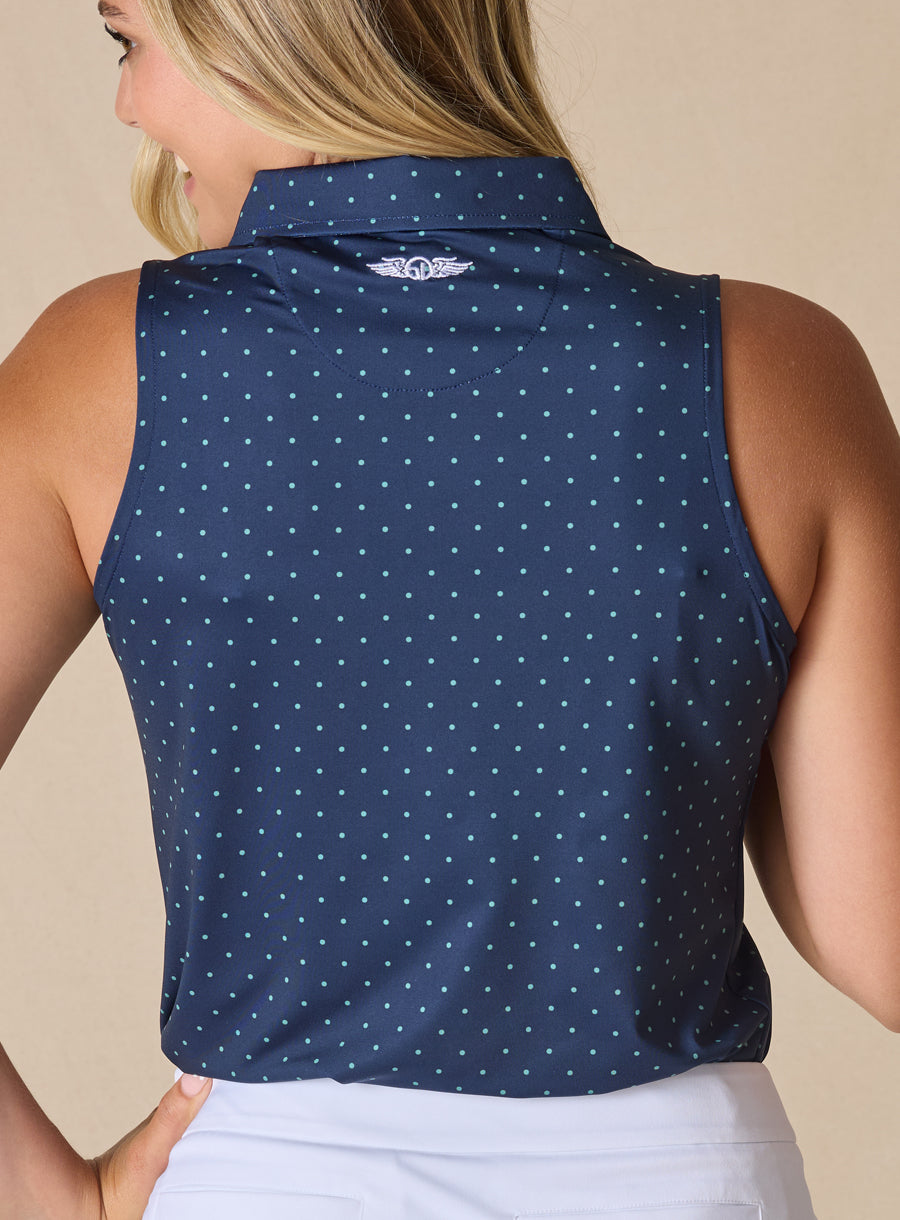 Dottie Sleeveless Polo - Sea Green

