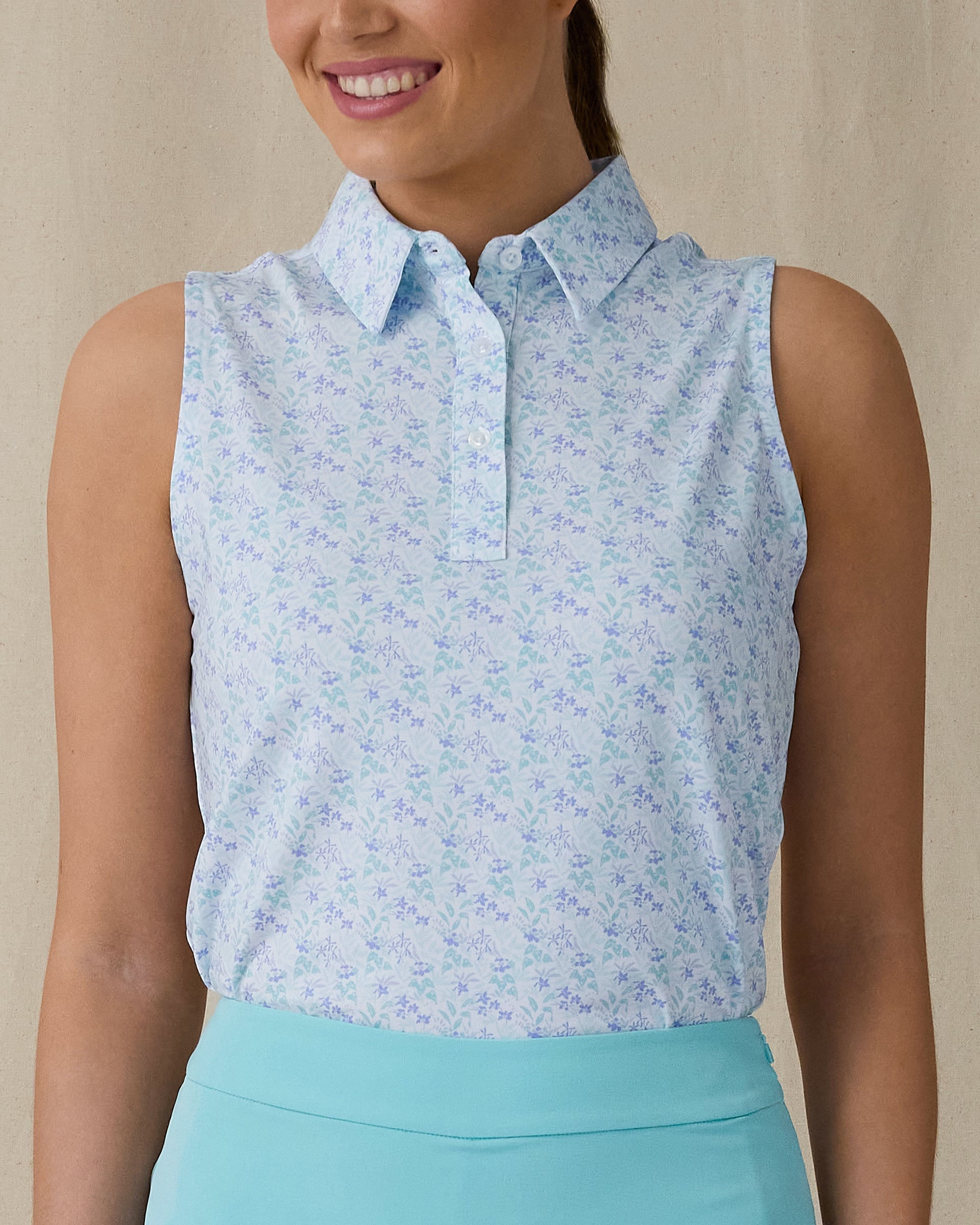 Costa Rica Sleeveless Polo - Green Stone
