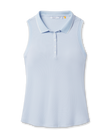 Sami Sleeveless Polo in Lake blue with ribbed stretch fabric, front view