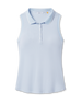 Sami Sleeveless Polo in Lake blue with ribbed stretch fabric, front view