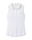 Sami Sleeveless Polo in White with ribbed stretch fabric, front view