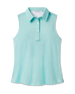 Empress Sleeveless Polo in Cascade with geometric print stretch fabric, front view