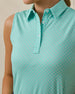 Empress Sleeveless Polo in Cascade with geometric print stretch fabric, print detail view
