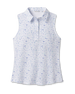 Paradise Lost Sleeveless Polo in Tidal with ocean-inspired print, front view