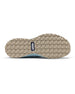 Swing Shoe in Mineral, bottom view featuring the tan geometric traction outsole with Straight Down logo navy label at the center
