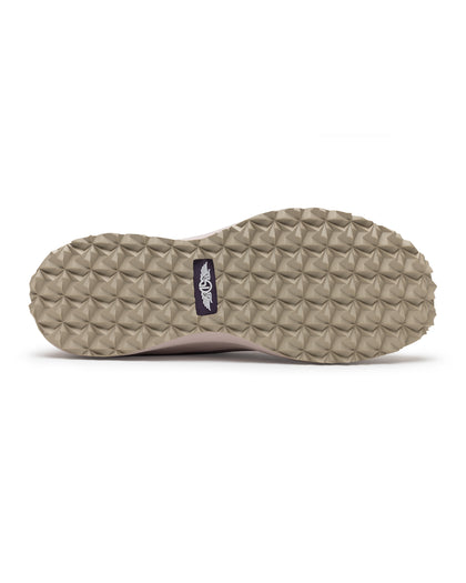 Swing Shoe in Rosewine, bottom view featuring the tan geometric traction outsole with Straight Down logo navy label at the center