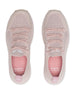Swing Shoe in Rosewine, top down view of a pair featuring blush pink knit upper with tonal laces, Straight Down logo on the tongue, and pink interior insole with Straight Down branding