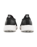 Swing Shoe in Black, back view of a pair featuring the black heel cap, Straight Down logo pull tab, white midsole, and grey traction outsole