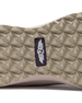 Swing Shoe in Rosewine, close-up bottom view featuring the tan geometric traction outsole with Straight Down navy logo label at the center and blush midsole edge