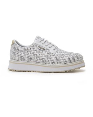 Bella Perforated Derby Shoe - White | Straight Down