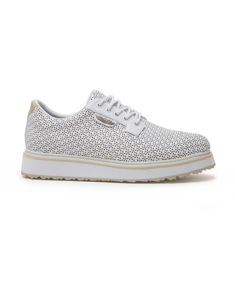 【PADRONE】別注 DERBY STRAIGHT TIP SHOES Bella Perforated Derby Shoe - White | Straight Down
