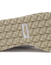 Bella Perforated Derby Shoe in White, close-up sole view highlighting the tan pyramid-textured traction outsole with Straight Down logo label at the center