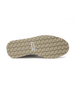 Bella Perforated Derby Shoe in White, bottom sole view showing the tan pyramid-textured traction outsole with Straight Down logo label at the center