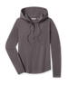 Front product view of the Thyme Hoodie in Nightshade, featuring a half-zip neckline, drawstring hood, long sleeves, and subtle ribbed texture.