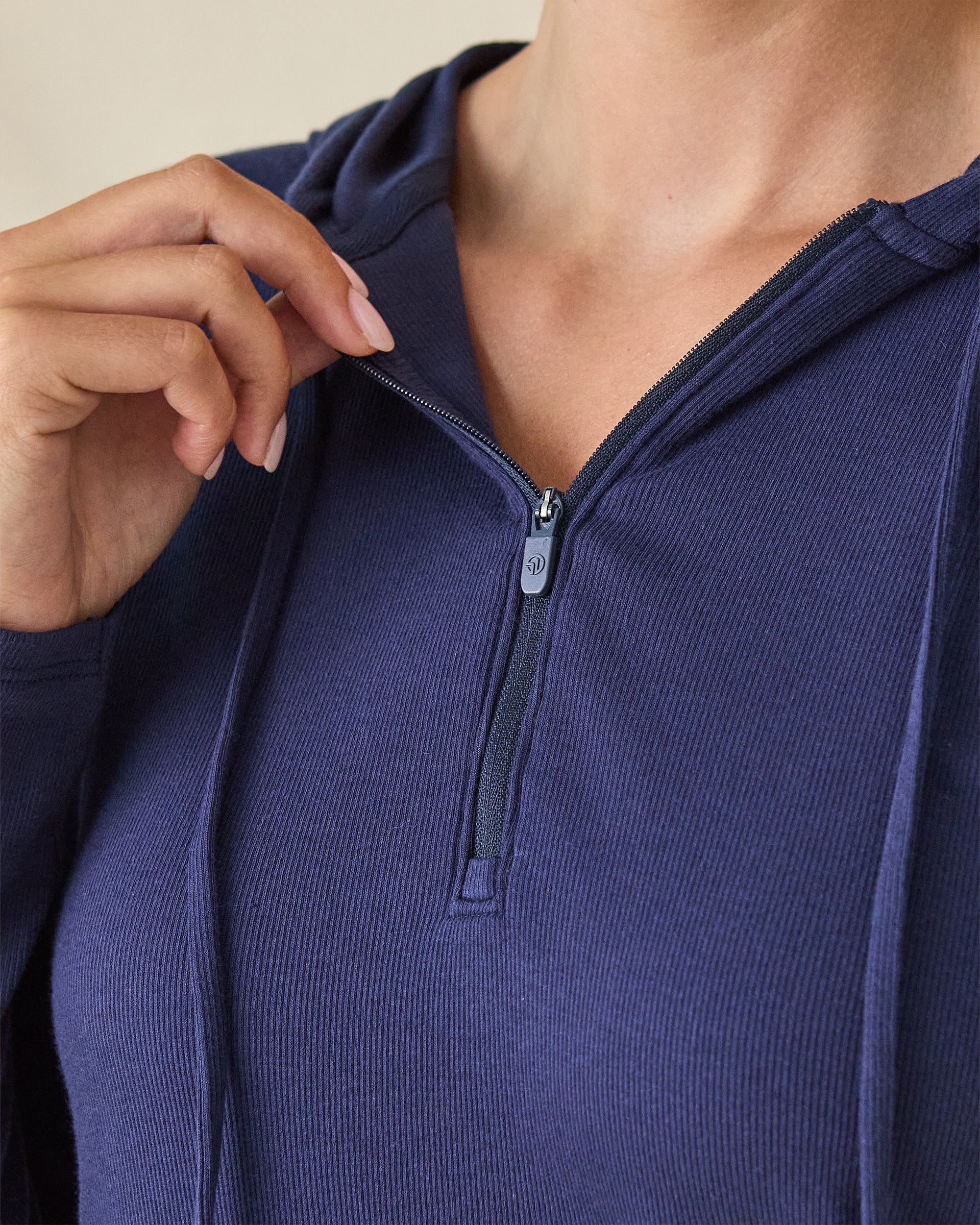 Thyme Quarter Zip Hoodie - New Indigo | Straight Down
