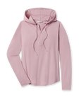 Straight Down Thyme Quarter Zip Hoodie in Pink Dawn featuring a ribbed knit fabric, hood, drawstrings, and quarter-zip design