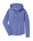 Thyme Quarter Zip Hoodie in Tidal with ribbed stretch fabric, front view