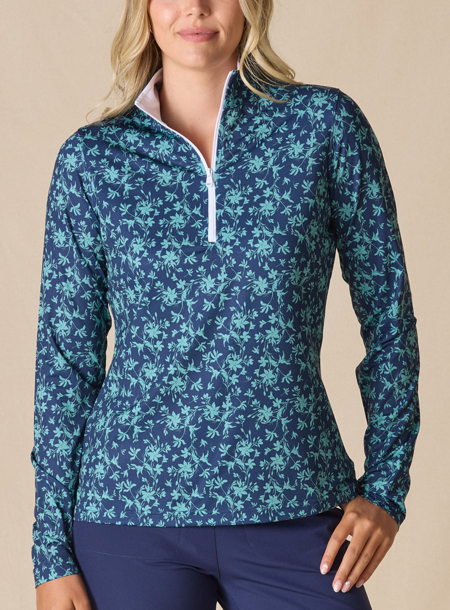 Ava Quarter Zip - Sea Green New Indigo

