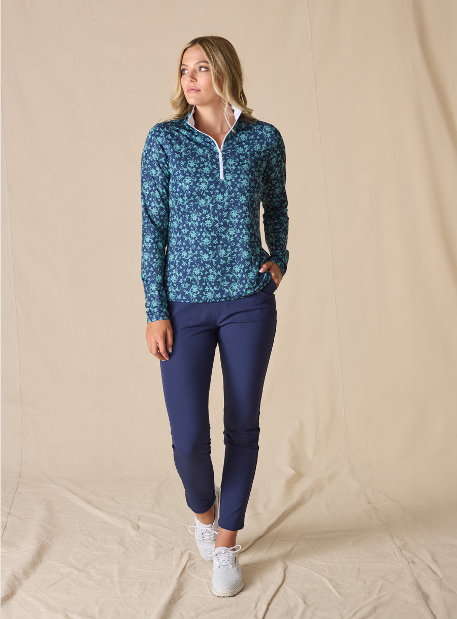 Ava Quarter Zip - Sea Green New Indigo
