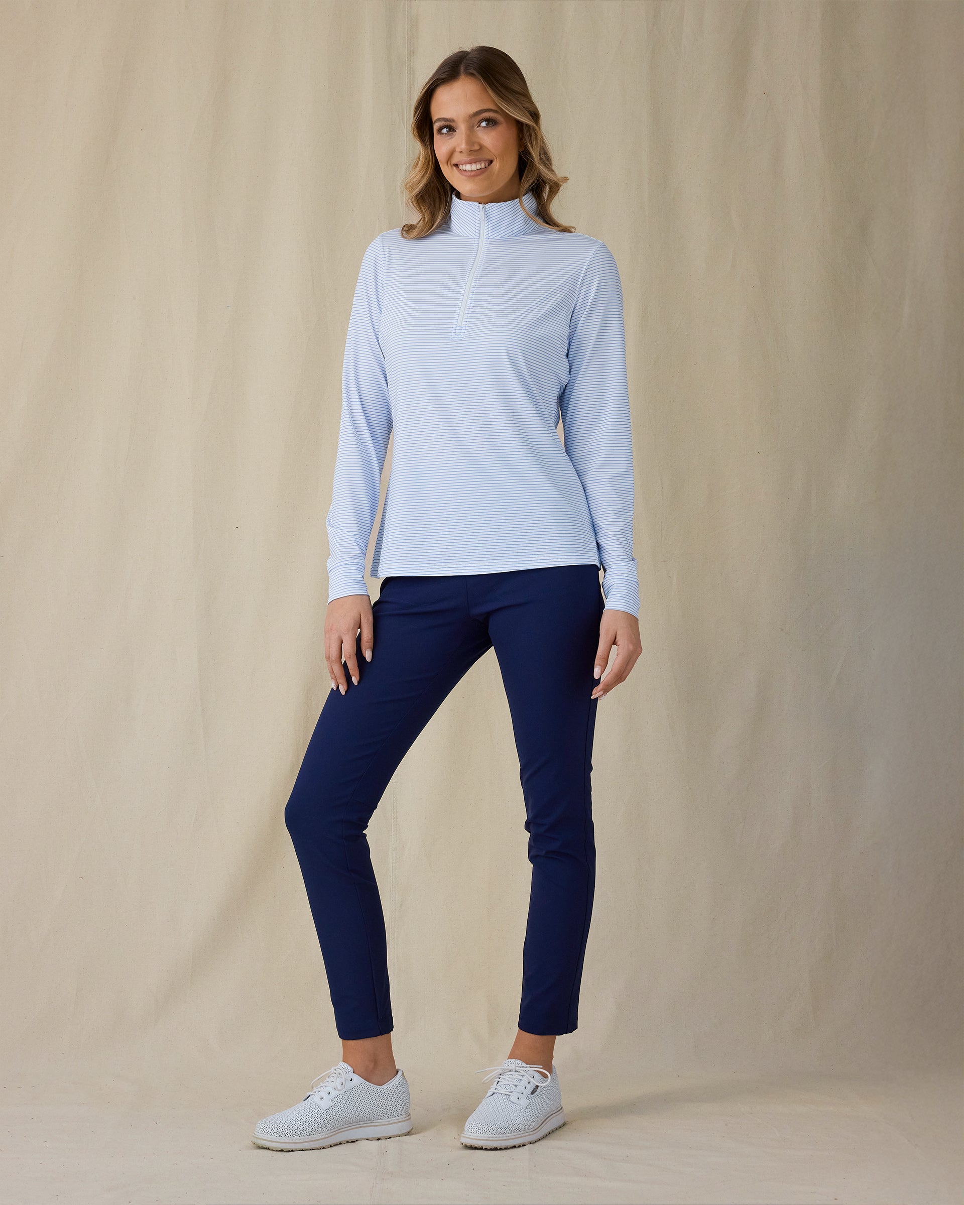 Kiri Striped Quarter Zip - Carolina
