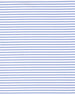 A close-up of a fabric pattern featuring thin, horizontal blue stripes on a white background.