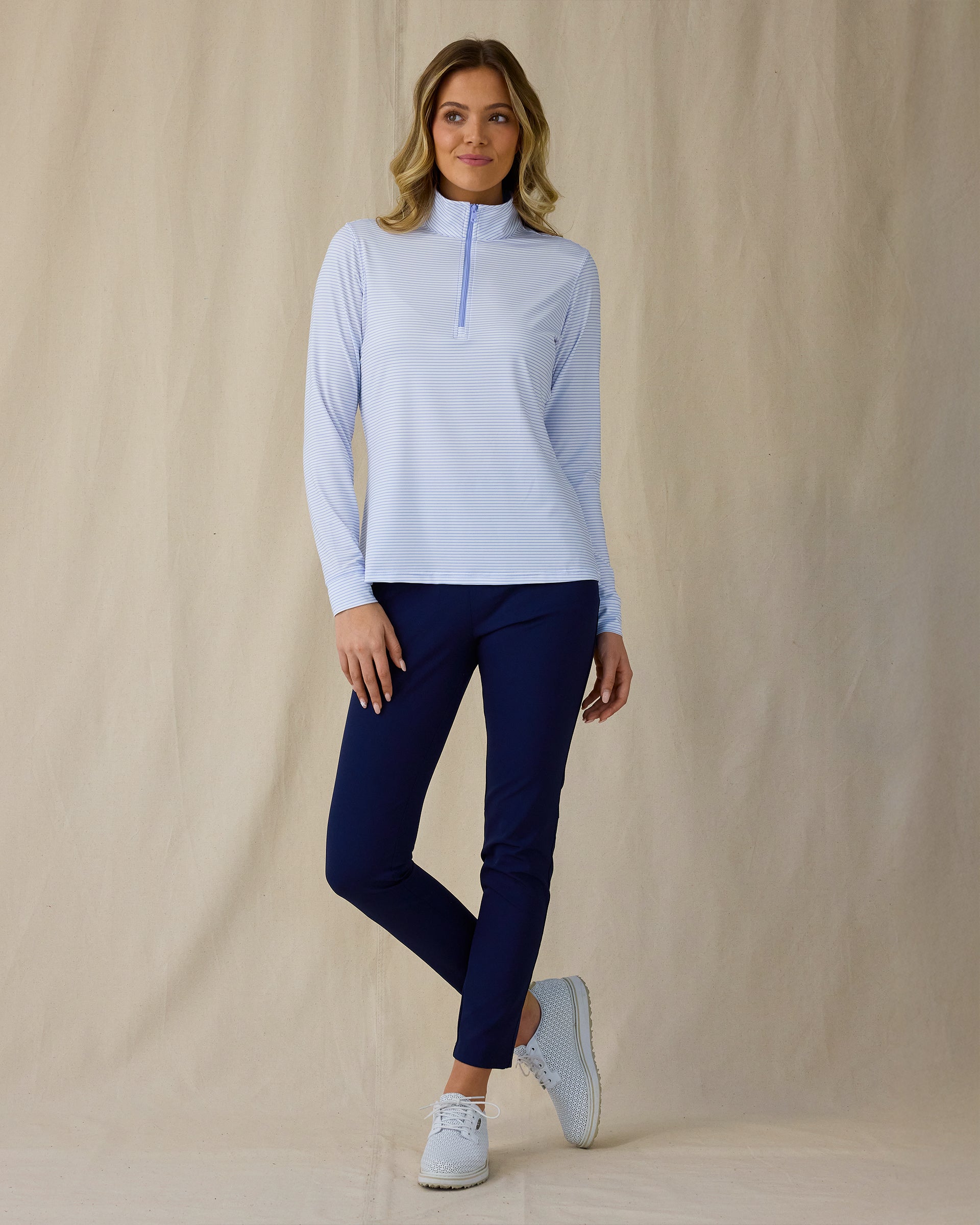 Kiri Striped Quarter Zip - Lavender
