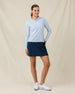 Mylite Quarter Zip in Lake blue with textured stretch fabric, full outfit view