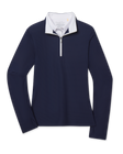 Mylite Quarter Zip in New Indigo with textured performance fabric, front view