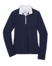 Mylite Quarter Zip in New Indigo with textured performance fabric, front view