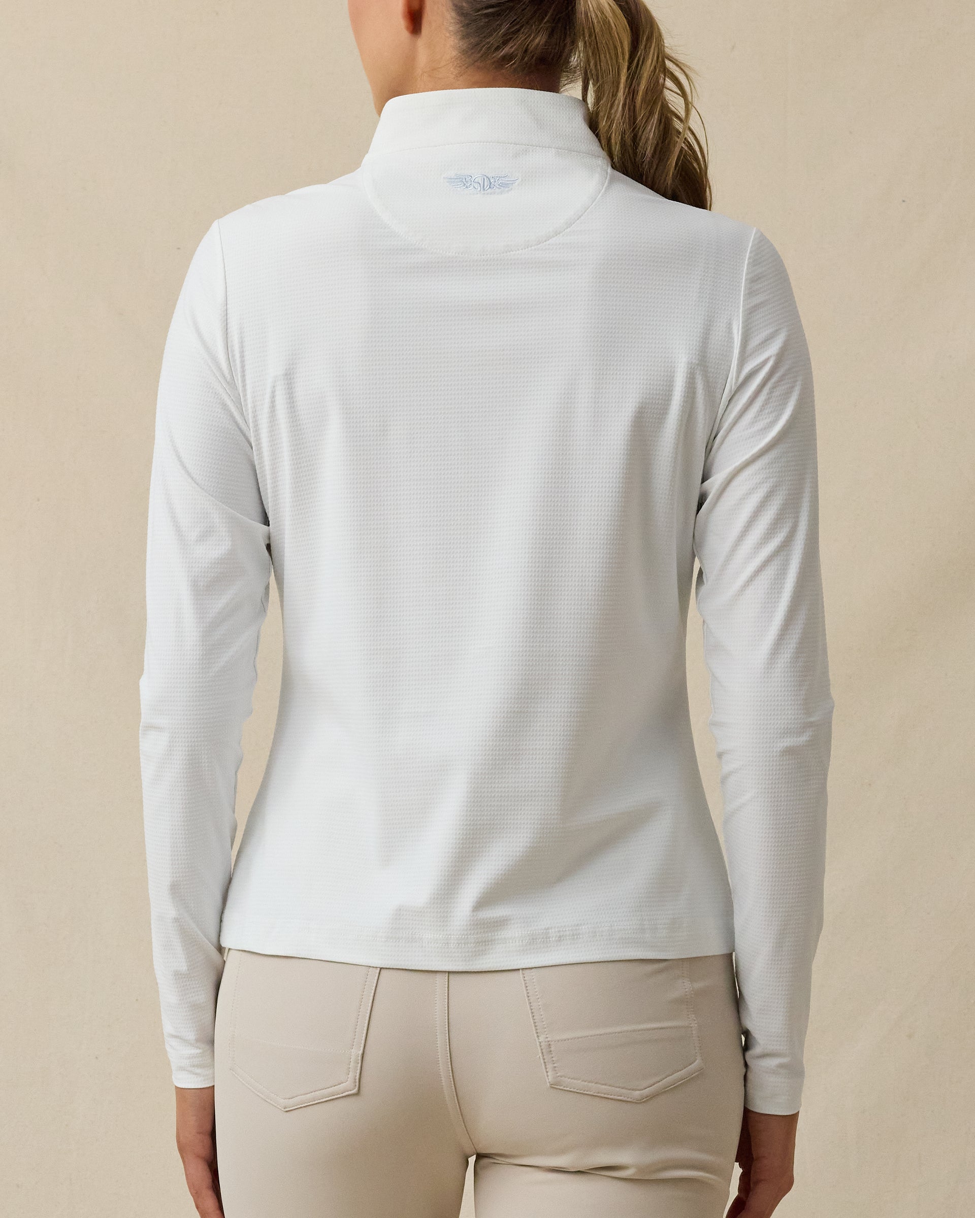 Mylite Quarter Zip in White, back view
