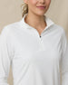 Mylite Quarter Zip in White, collar detail