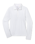 Mylite Quarter Zip in White with textured performance fabric, front view