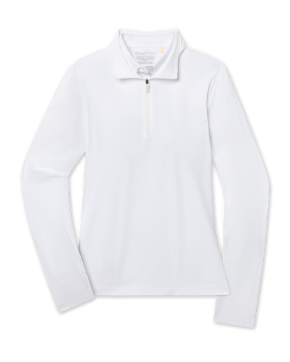 Mylite Quarter Zip in White with textured performance fabric, front view