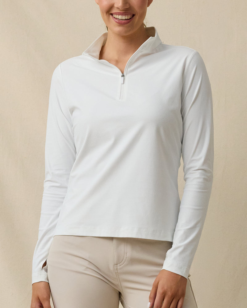 Mylite Quarter Zip in White, front model view