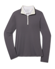 Front product view of the Skyler Quarter Zip in Nightshade, featuring a dark gray ribbed texture with a contrasting cream collar and quarter-zip placket.