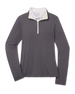 Front product view of the Skyler Quarter Zip in Nightshade, featuring a dark gray ribbed texture with a contrasting cream collar and quarter-zip placket.