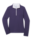 Skyler Quarter Zip in Blackcurrant purple featuring a sleek long-sleeve design with contrast zipper and inner white collar 