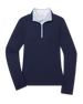 Skyler Quarter Zip in New Indigo with contrast collar and zipper, front view