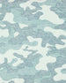 A close-up of a camouflage pattern fabric or wallpaper in soft green tones.