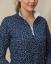 Sprinkles Quarter Zip in New Indigo, print and collar detail