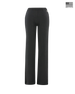 Women's Misty Pant in Black, front view featuring solid black waffle knit fabric, elastic waistband, wide leg silhouette, and Straight Down logo patch on the hip