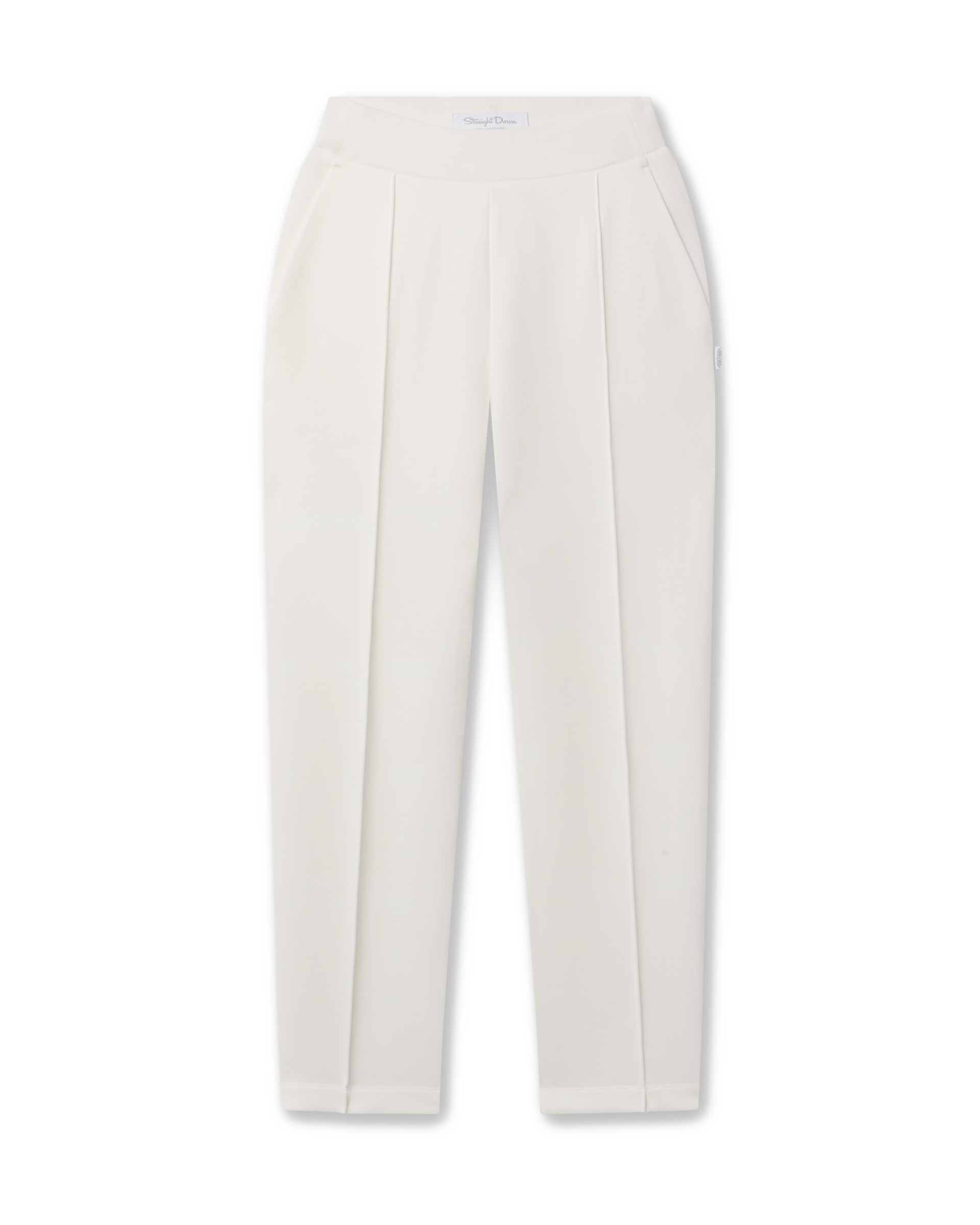 Straight Down Chelsea Pant in Coconut featuring front pintuck seams and side pockets