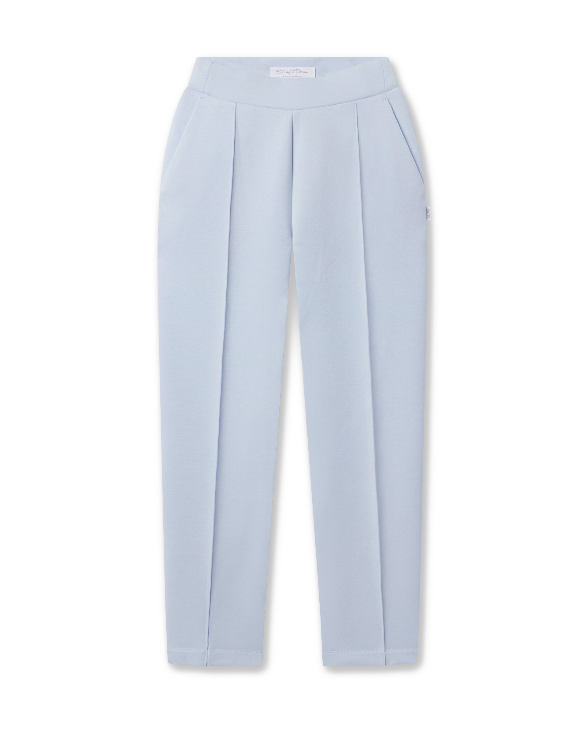 Women’s Chelsea Pant in Lake featuring a high-rise waistband, front pleats, and a cropped straight-leg silhouette.