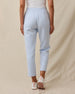 Back view of a woman wearing the Chelsea Pant in Lake, showing the clean tailored fit and cropped silhouette.