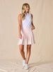 Martina Skort in Soft Pink with pleated hem, full body front view on model