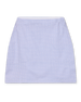 Women's Kyoto Skort in Hydrangea, flat lay front view featuring an all-over blue geometric hexagon and floral print on a white base