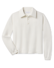 Harper Quarter Button women's scuba knit pullover in Coconut, front view