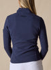 Women's Swing Jacket in Indigo Blue, on-model back view