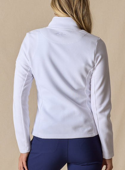 Women's Swing Jacket in White, on-model back view