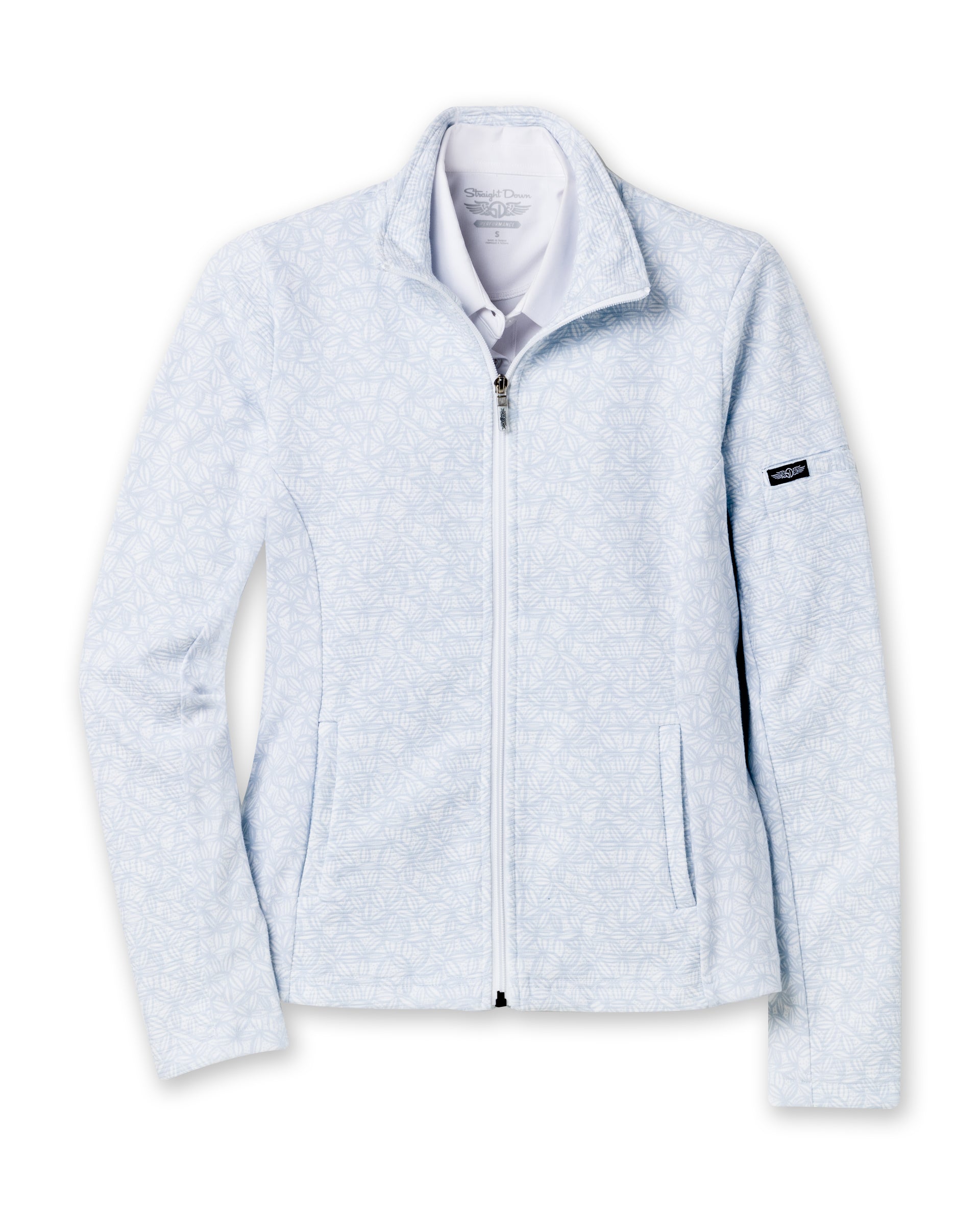 Swing Jacket - Leaves-Powder Blue
